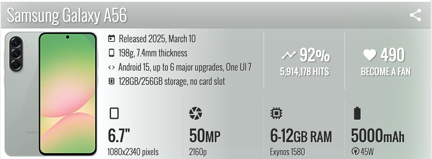 Samsung A56 8/256