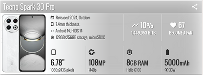 Tecno Spark 30 Pro 8/128